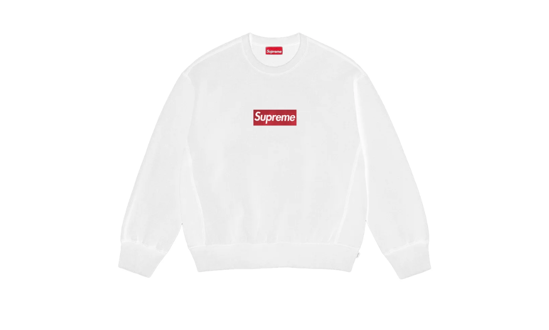 Supreme Washed Box Logo Crewneck White SS25