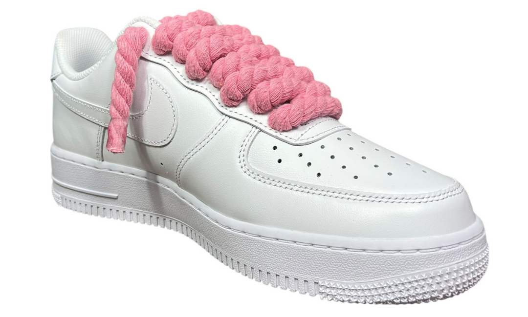 Nike Air Force 1 White Rope Laces Pink