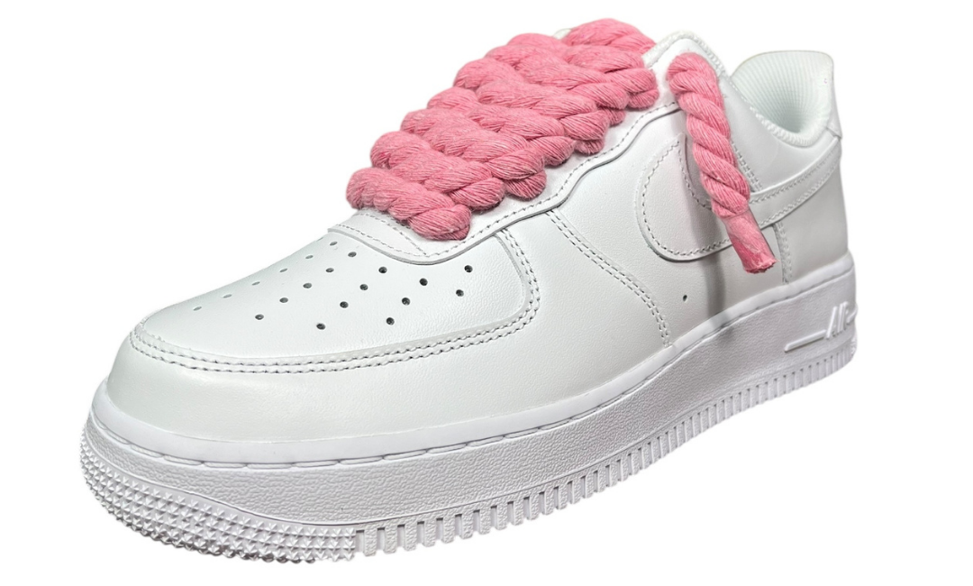 Nike Air Force 1 White Rope Laces Pink