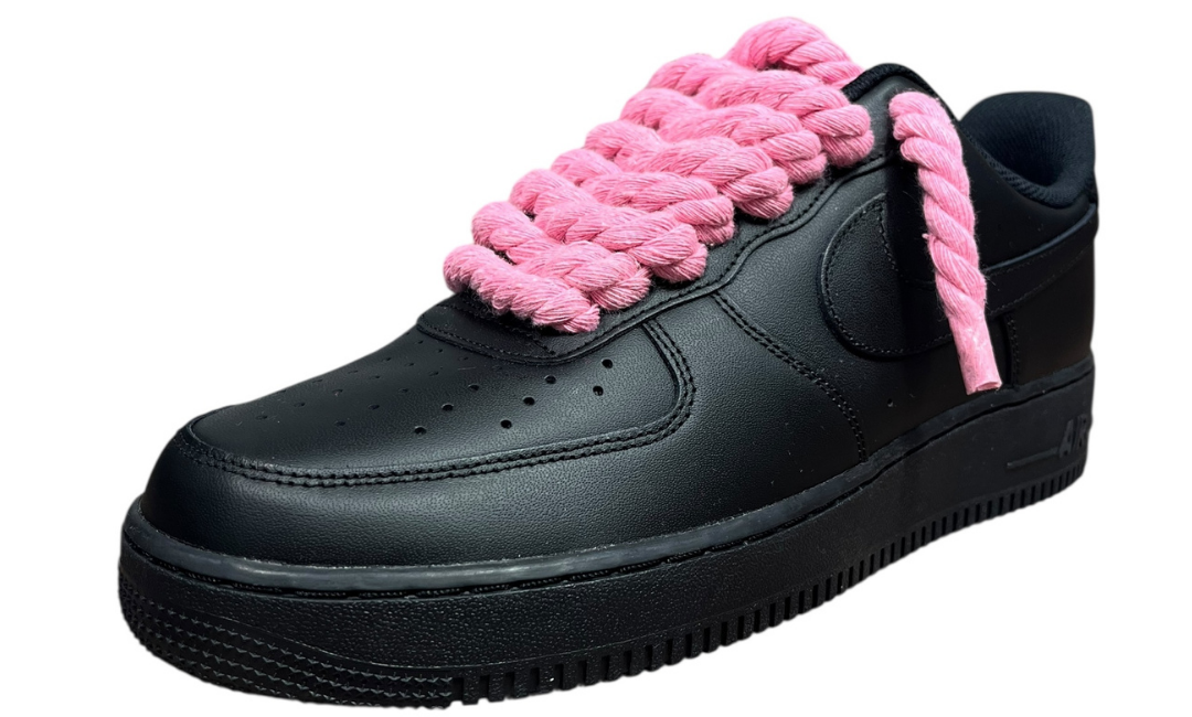 Nike Air Force 1 Black Rope Laces Pink