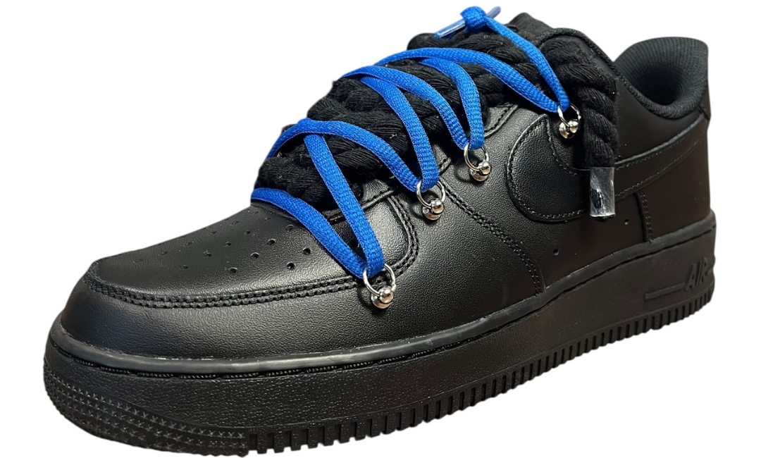 Nike Air Force 1 Black Double Rope Laces Black/Blue