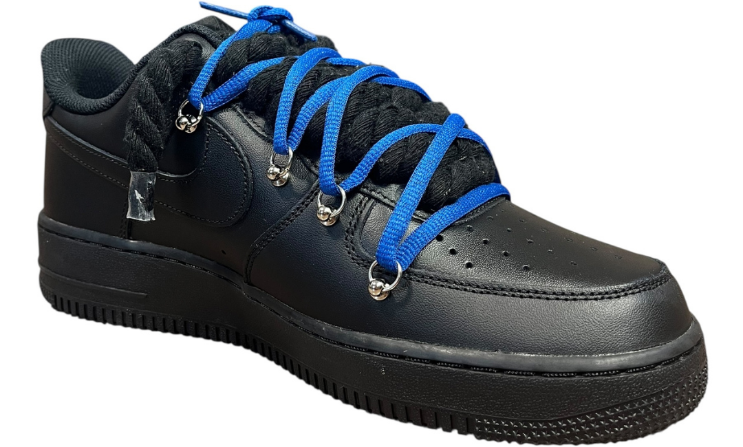 Nike Air Force 1 Black Double Rope Laces Black/Navy