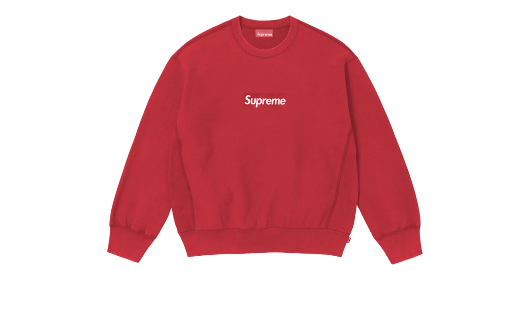 Supreme Washed Box Logo Crewneck Red SS25