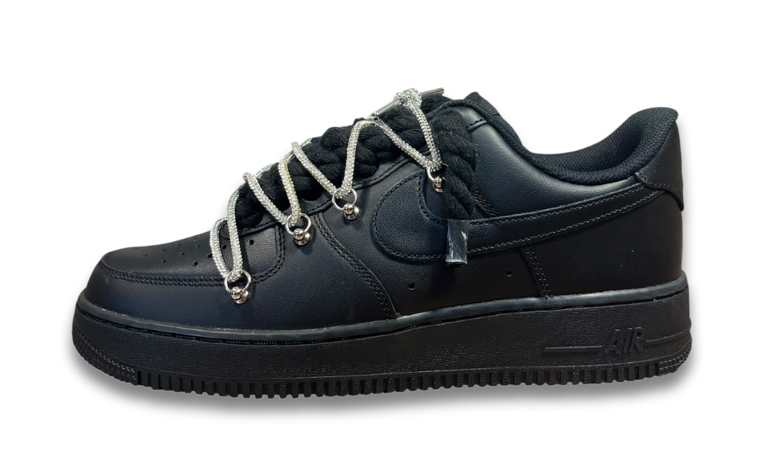 Nike Air Force 1 Black Double Rope Laces Black/Silver
