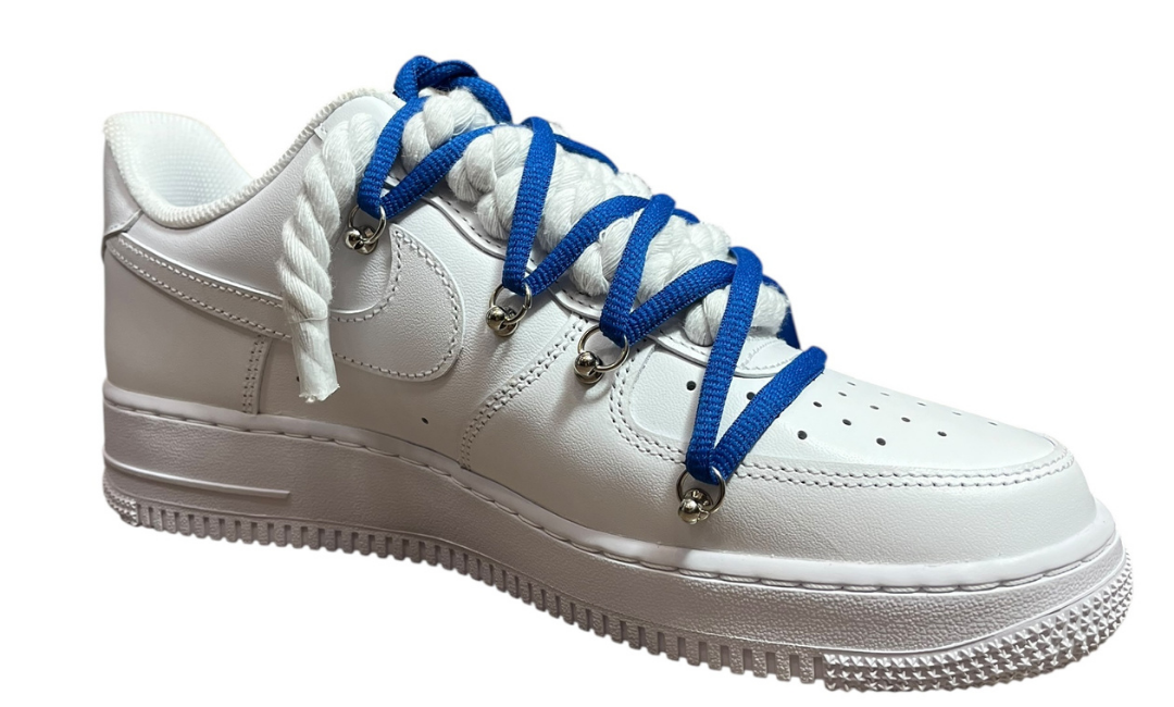 Nike Air Force 1 White Double Rope Laces White/Navy