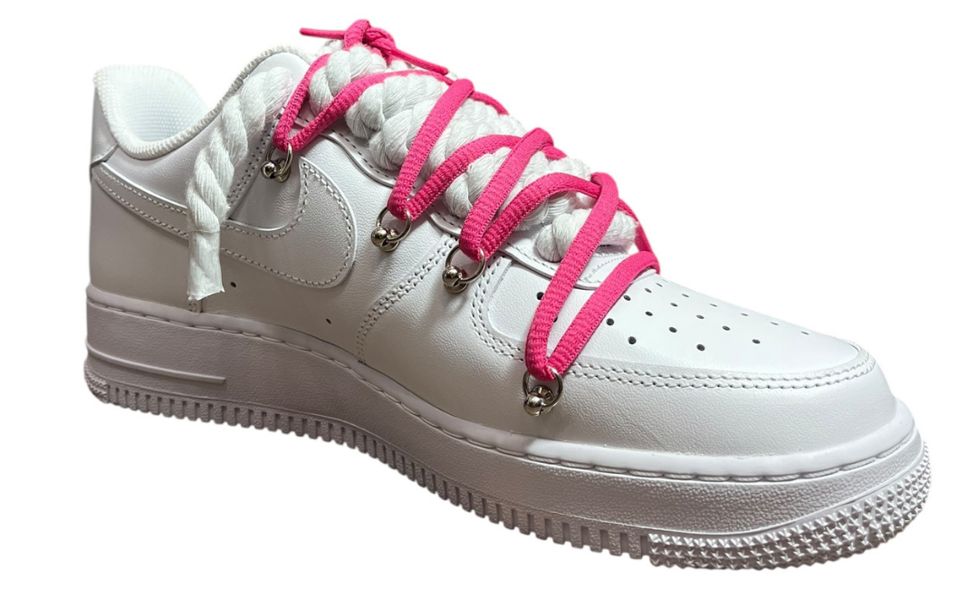 Nike Air Force 1 White Double Rope Laces White/Pink