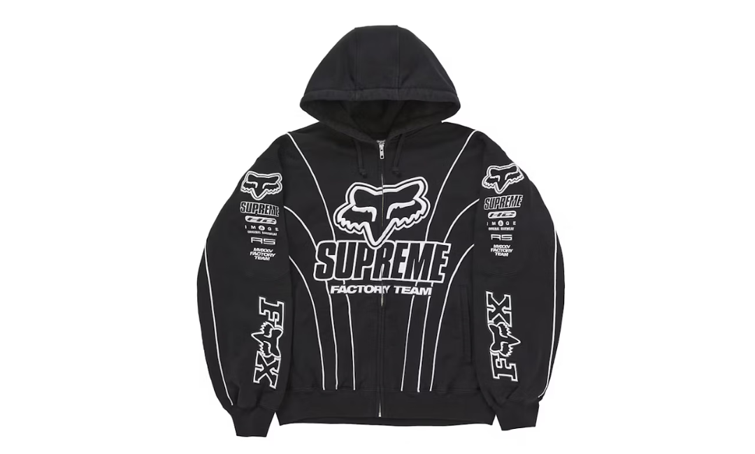 Supreme Fox Racing Zip Up Hooded Sweatshirt Black