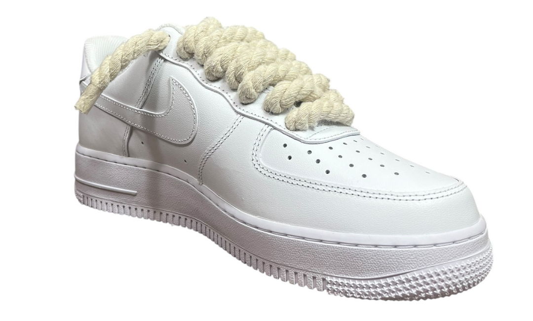 Nike Air Force 1 White Rope Laces Beige