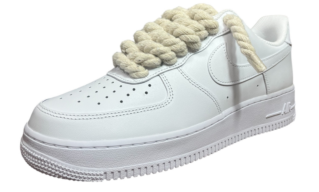 Nike Air Force 1 White Rope Laces Beige