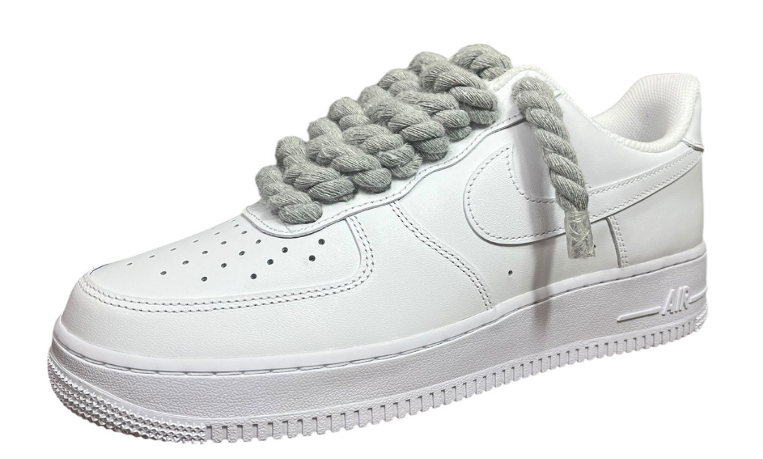 Nike Air Force 1 White Rope Laces Grey