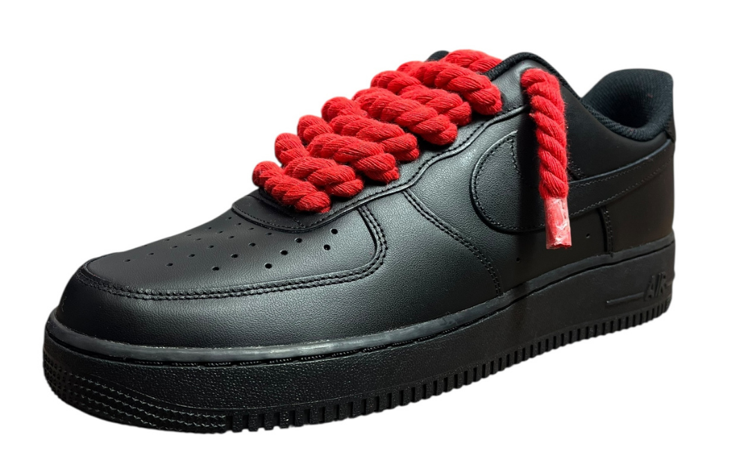 Nike Air Force 1 Black Rope Laces Red