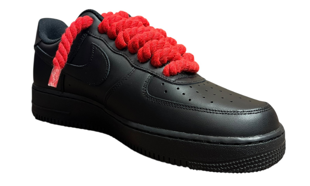 Nike Air Force 1 Black Rope Laces Red