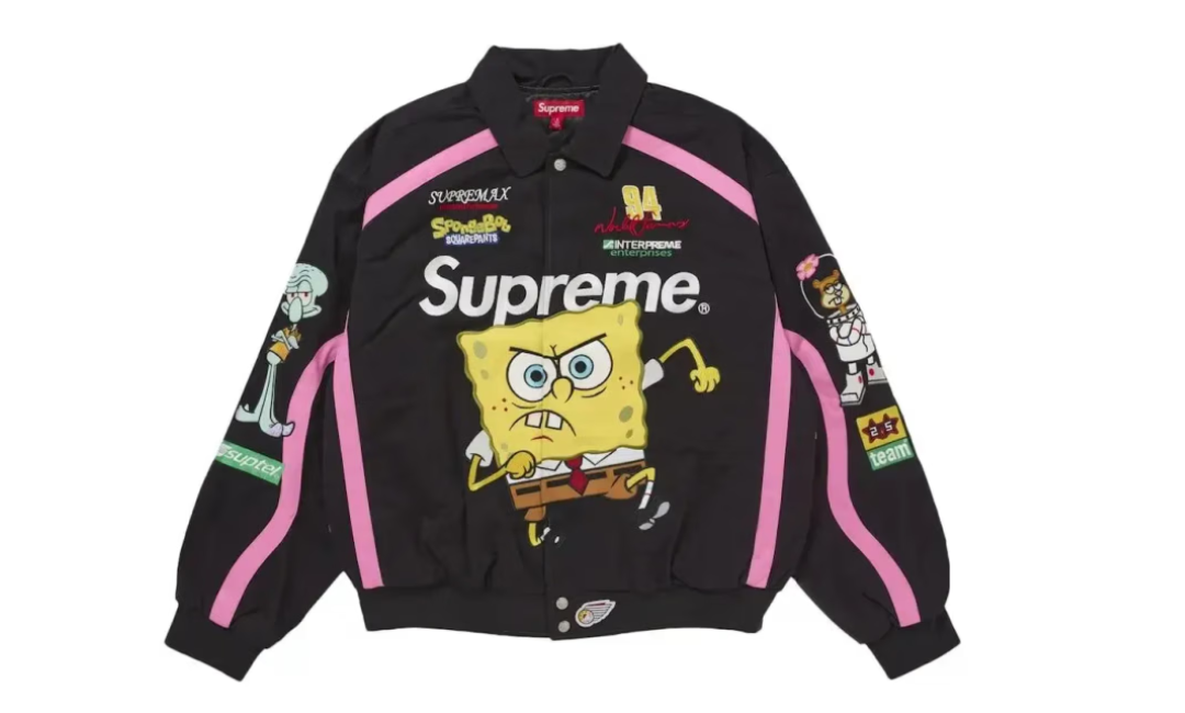 Supreme SpongeBob SquarePants Jeff Hamilton Racing Jacket Black