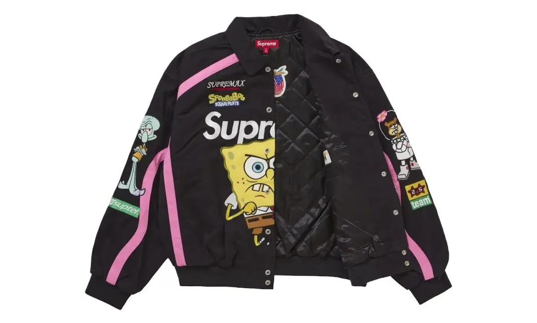 Supreme SpongeBob SquarePants Jeff Hamilton Racing Jacket Black