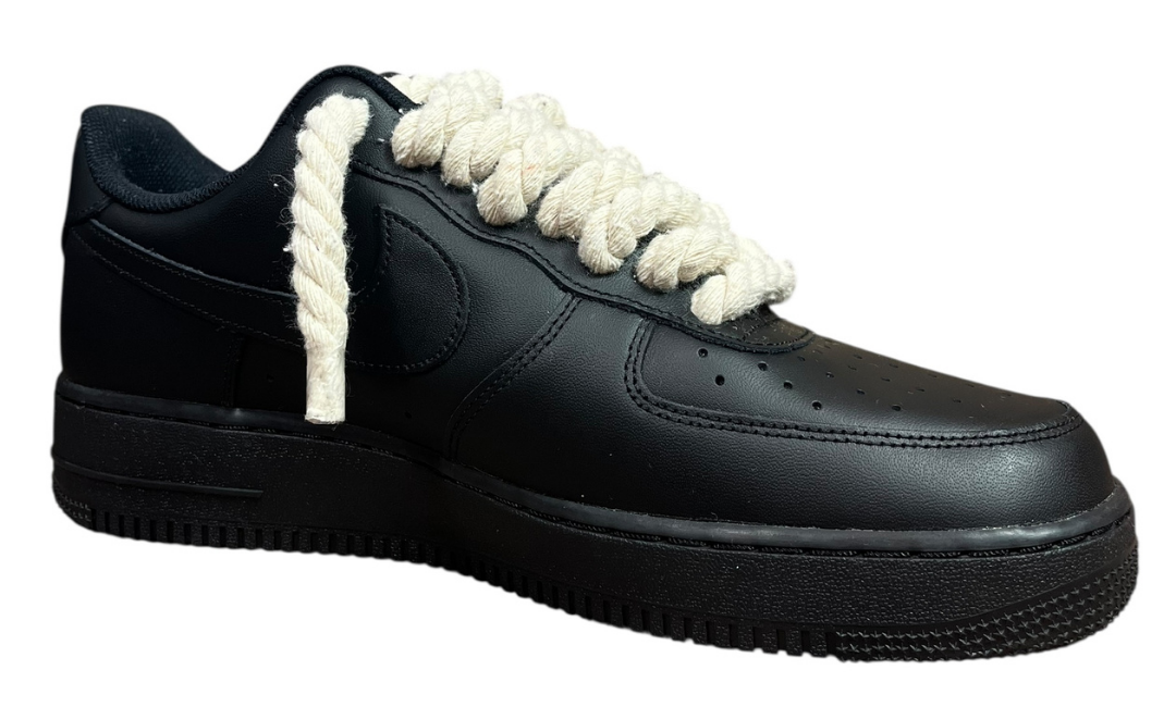 Nike Air Force 1 Black Rope Laces Beige