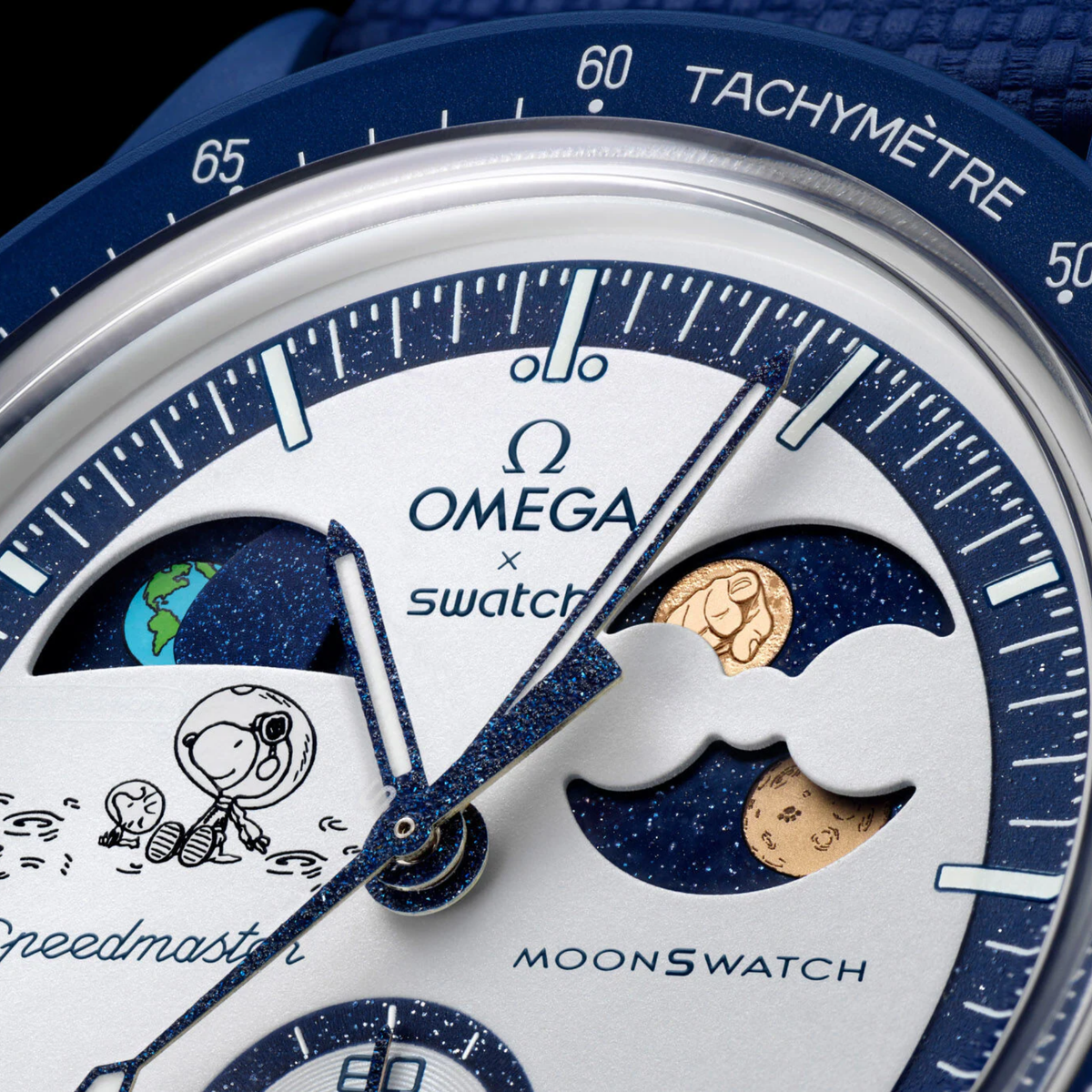 Swatch x Omega Bioceramic Moonswatch Mission To Earthphase Moonshine Snoopy Gold