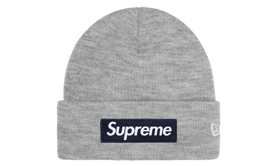 Supreme New Era Box Logo Beanie Heather Grey (FW25)
