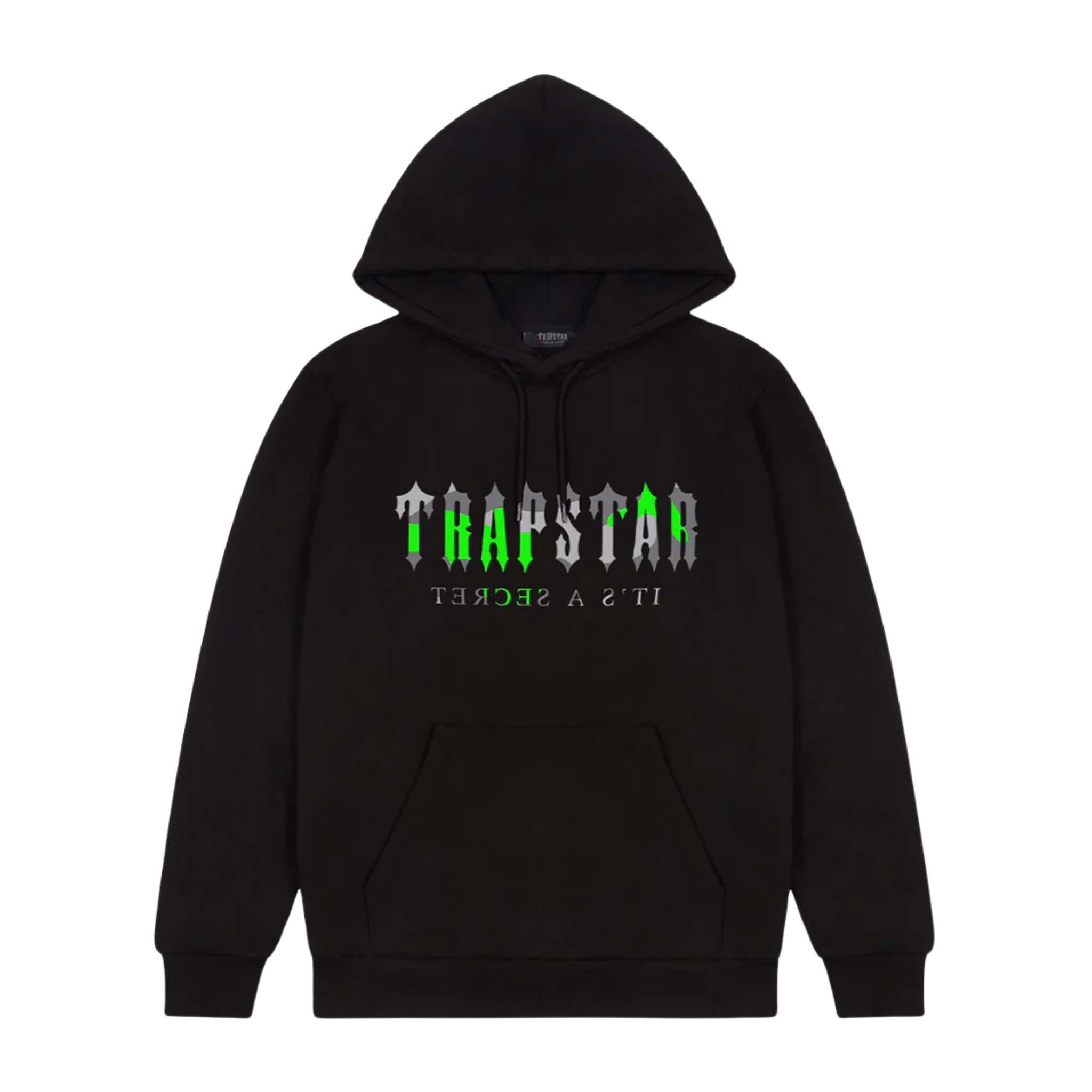 Trapstar Decoded Camo Hoodie Black/Neon Green