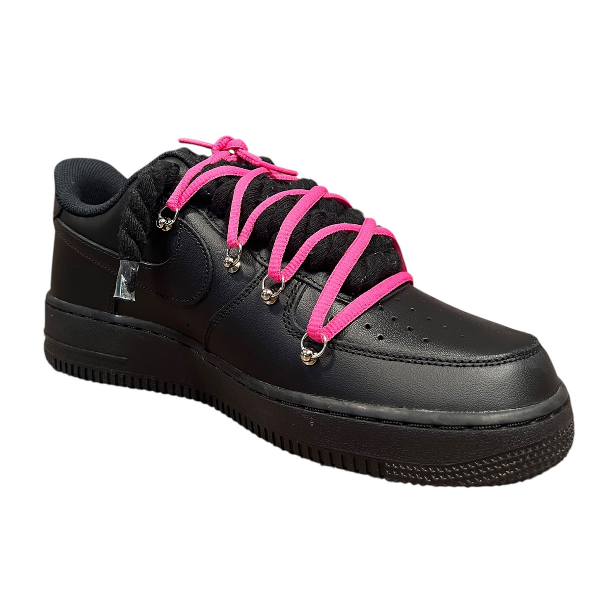 Nike Air Force 1 Black Double Rope Laces Black/Deep Pink