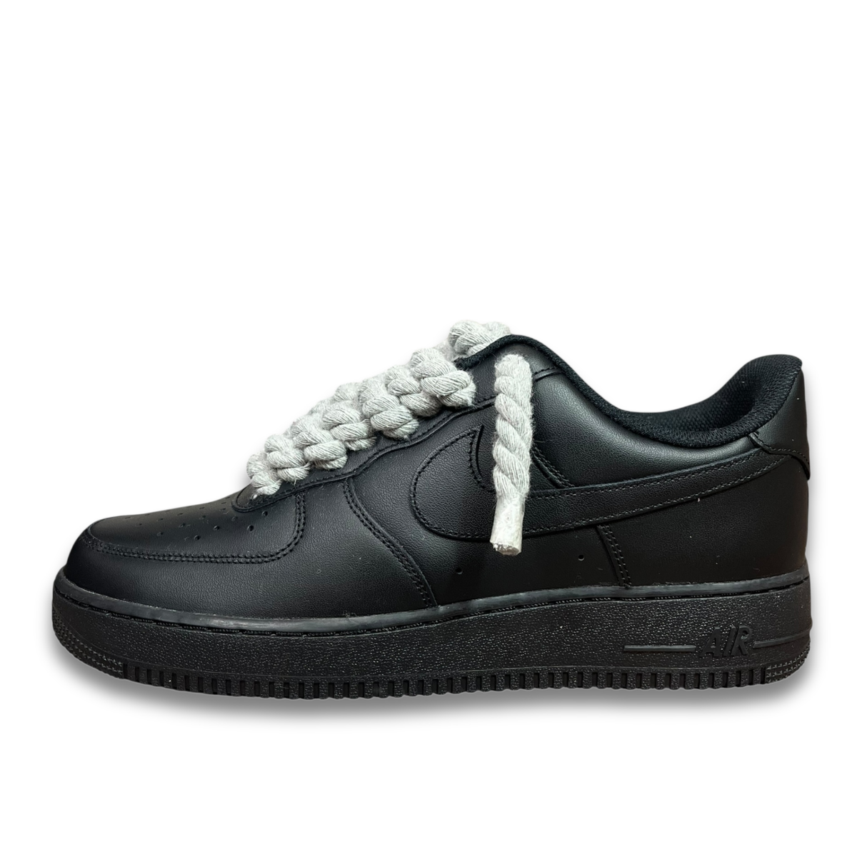 Nike Air Force 1 Black Rope Laces Grey