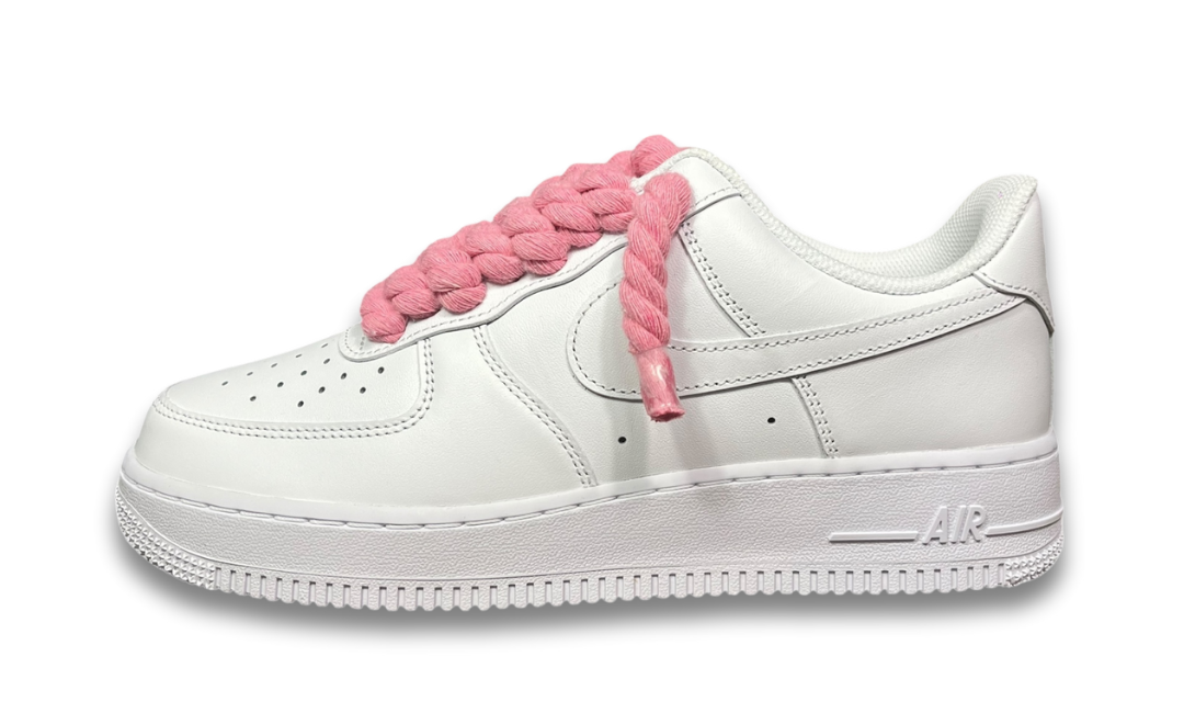 Nike Air Force 1 White Rope Laces Pink