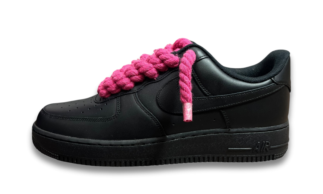 Nike Air Force 1 Black Rope Laces Deep Pink