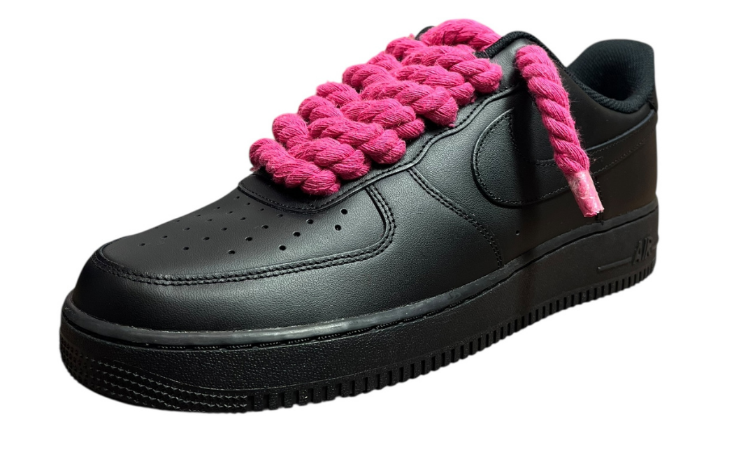 Nike Air Force 1 Black Rope Laces Deep Pink
