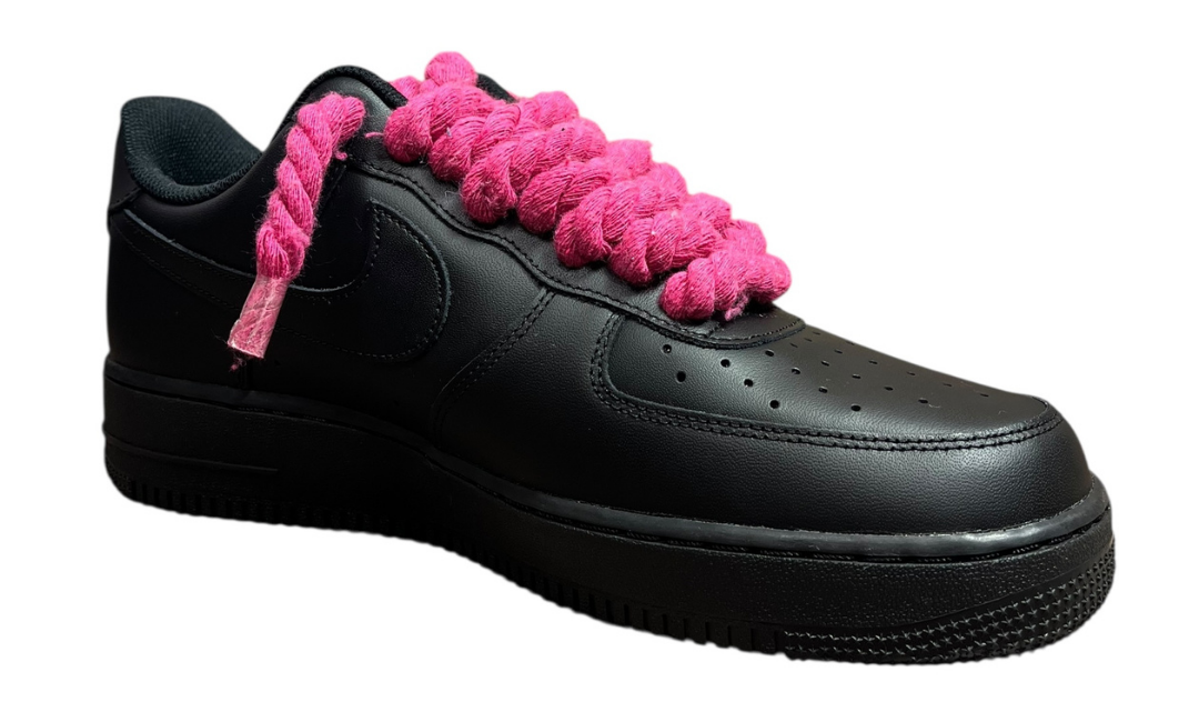 Nike Air Force 1 Black Rope Laces Deep Pink