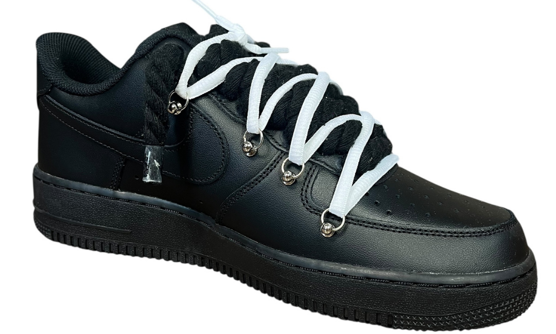 Nike Air Force 1 Black Double Rope Laces Black/White