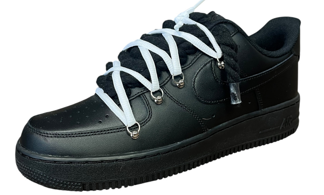 Nike Air Force 1 Black Double Rope Laces Black/White