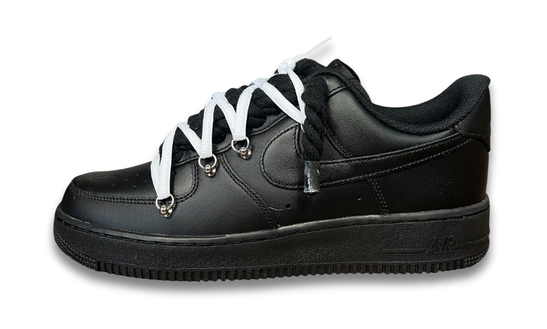 Nike Air Force 1 Black Double Rope Laces Black/White