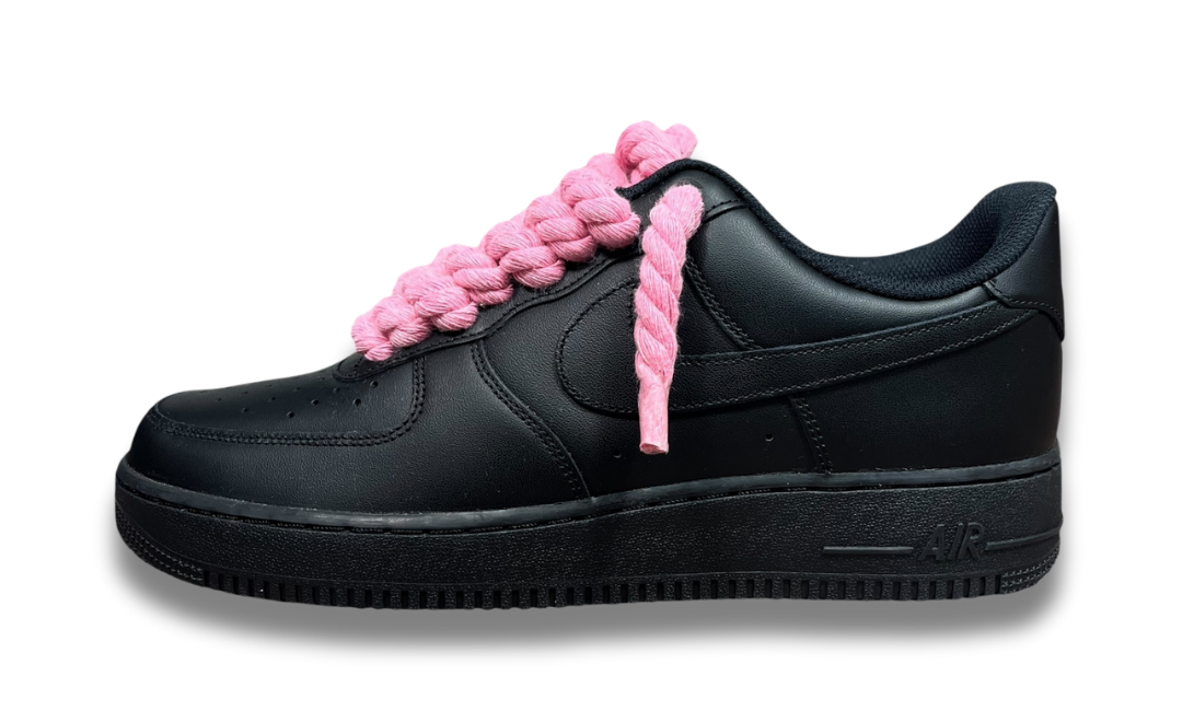 Nike Air Force 1 Black Rope Laces Pink