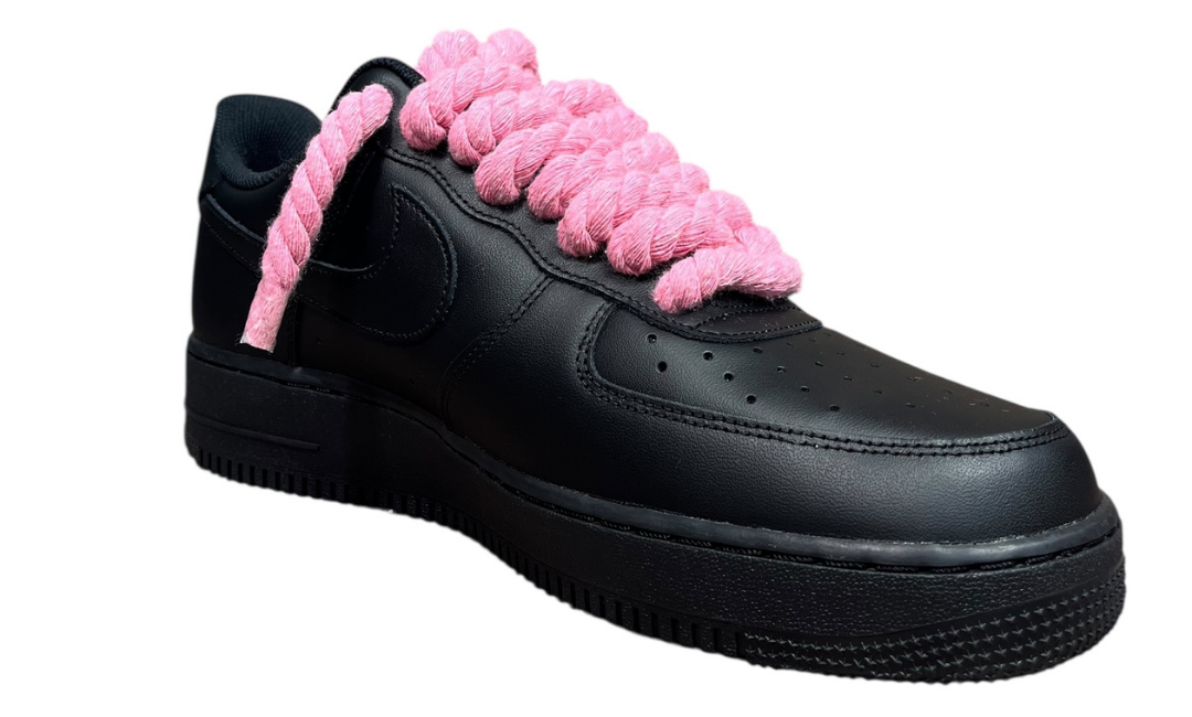 Nike Air Force 1 Black Rope Laces Pink