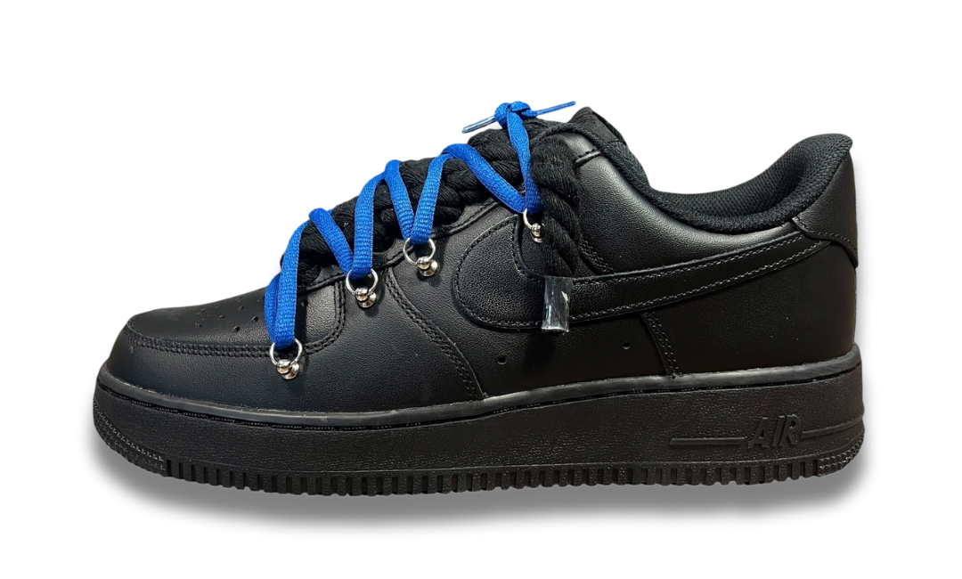 Nike Air Force 1 Black Double Rope Laces Black/Blue
