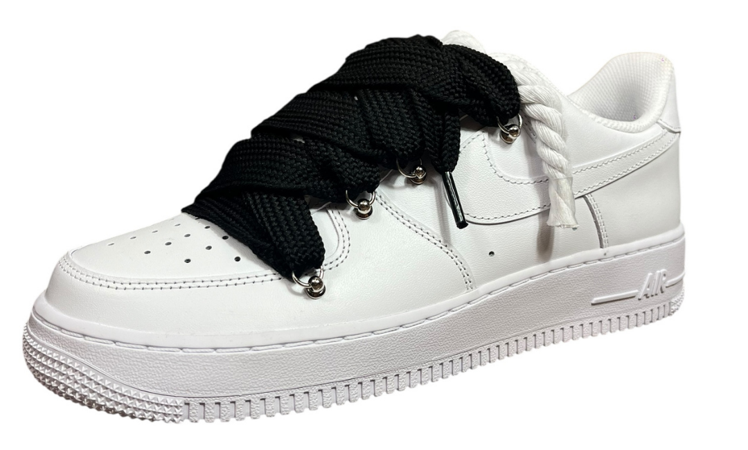Nike Air Force 1 White Double Rope Laces White/Black