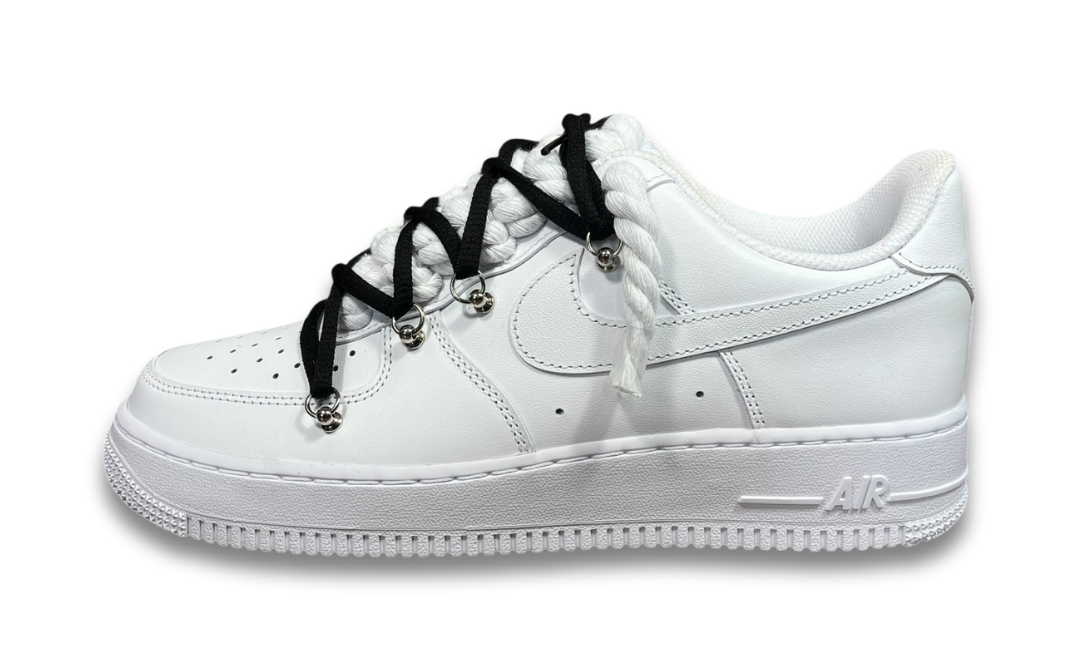 Nike Air Force 1 White Double Rope Laces White/Black