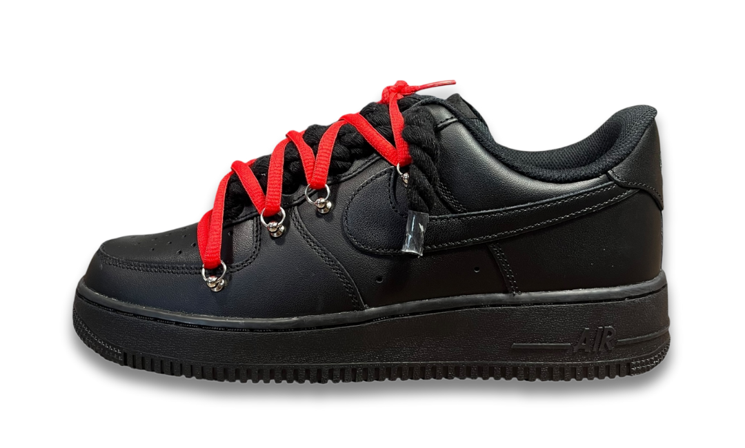 Nike Air Force 1 Black Double Rope Laces Black/Red