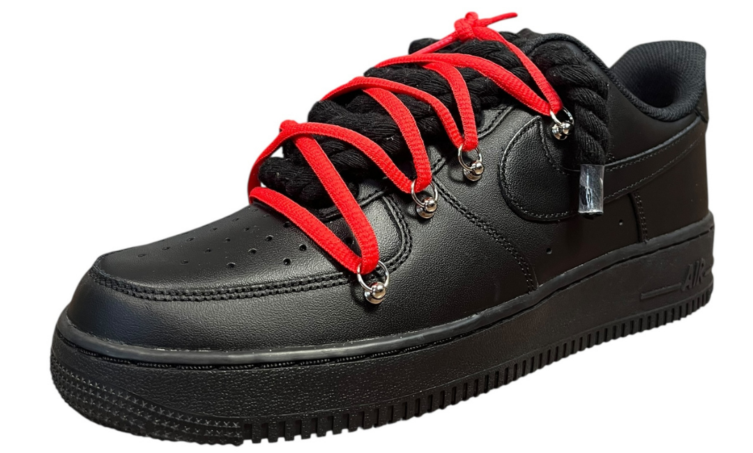 Nike Air Force 1 Black Double Rope Laces Black/Red