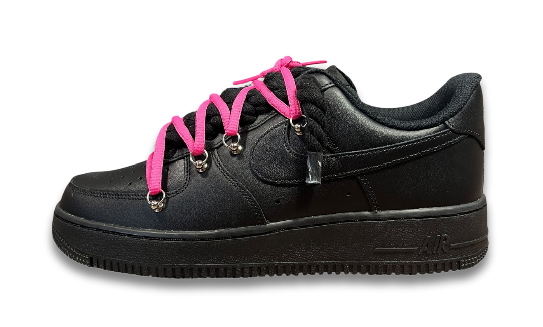 Nike Air Force 1 Black Double Rope Laces Black/Deep Pink