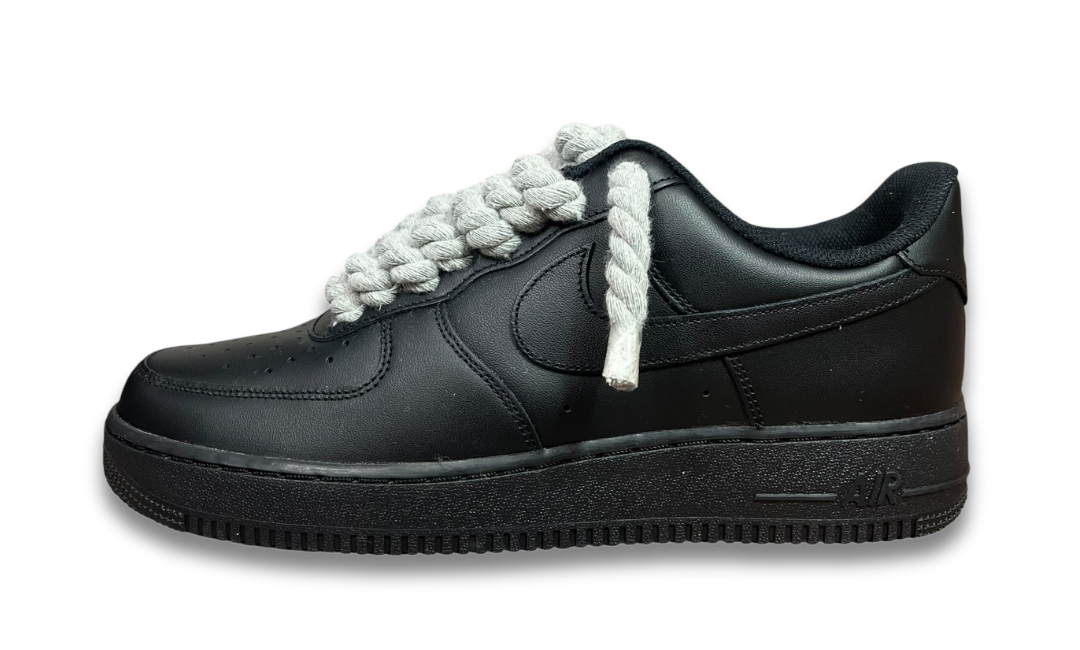 Nike Air Force 1 Black Rope Laces Grey
