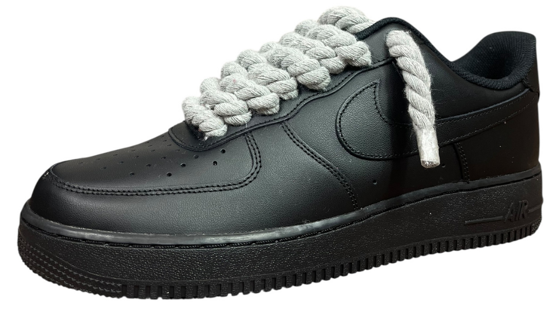 Nike Air Force 1 Black Rope Laces Grey