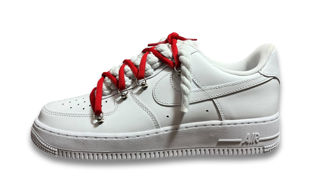 Nike Air Force 1 White Double Rope Laces White/Red