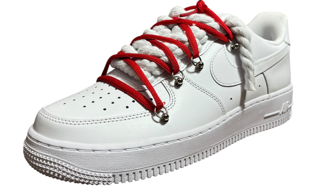 Nike Air Force 1 White Double Rope Laces White/Red