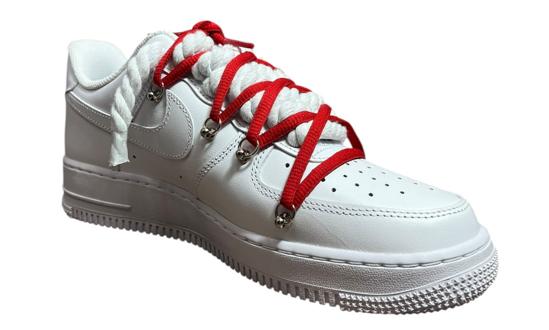Nike Air Force 1 White Double Rope Laces White/Red