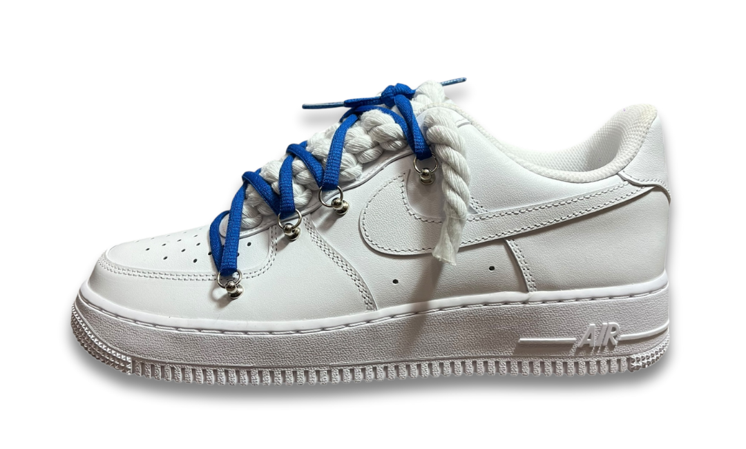 Nike Air Force 1 White Double Rope Laces White/Navy