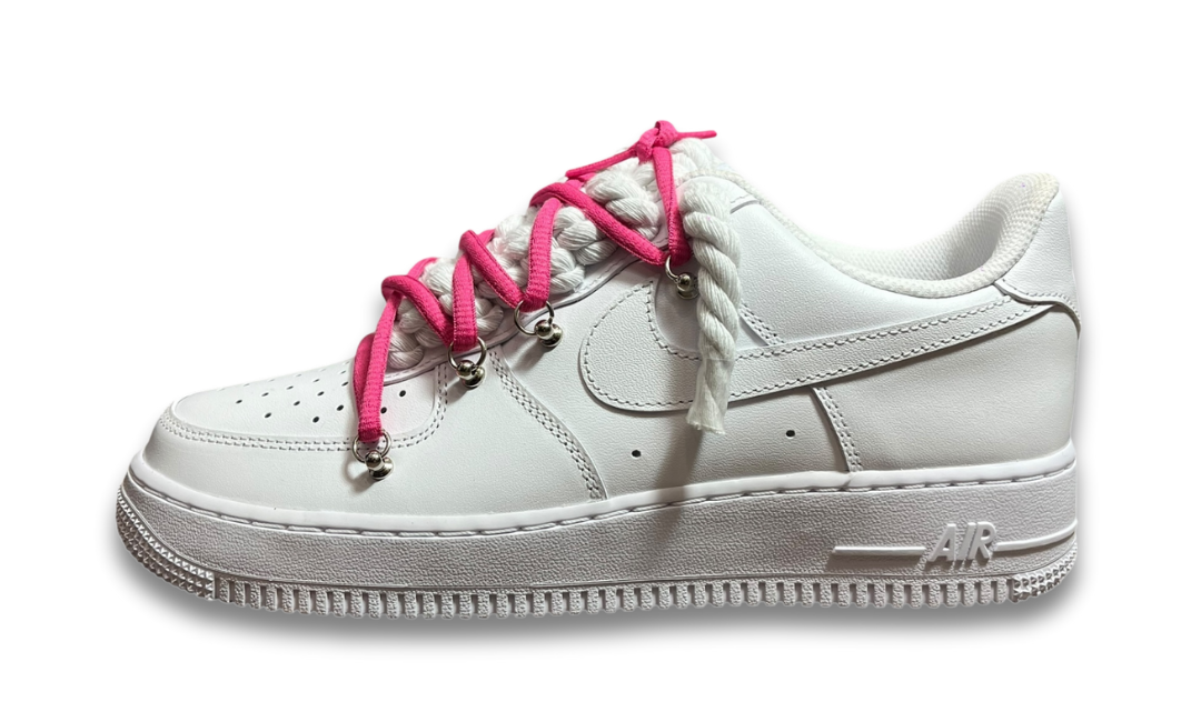Nike Air Force 1 White Double Rope Laces White/Pink