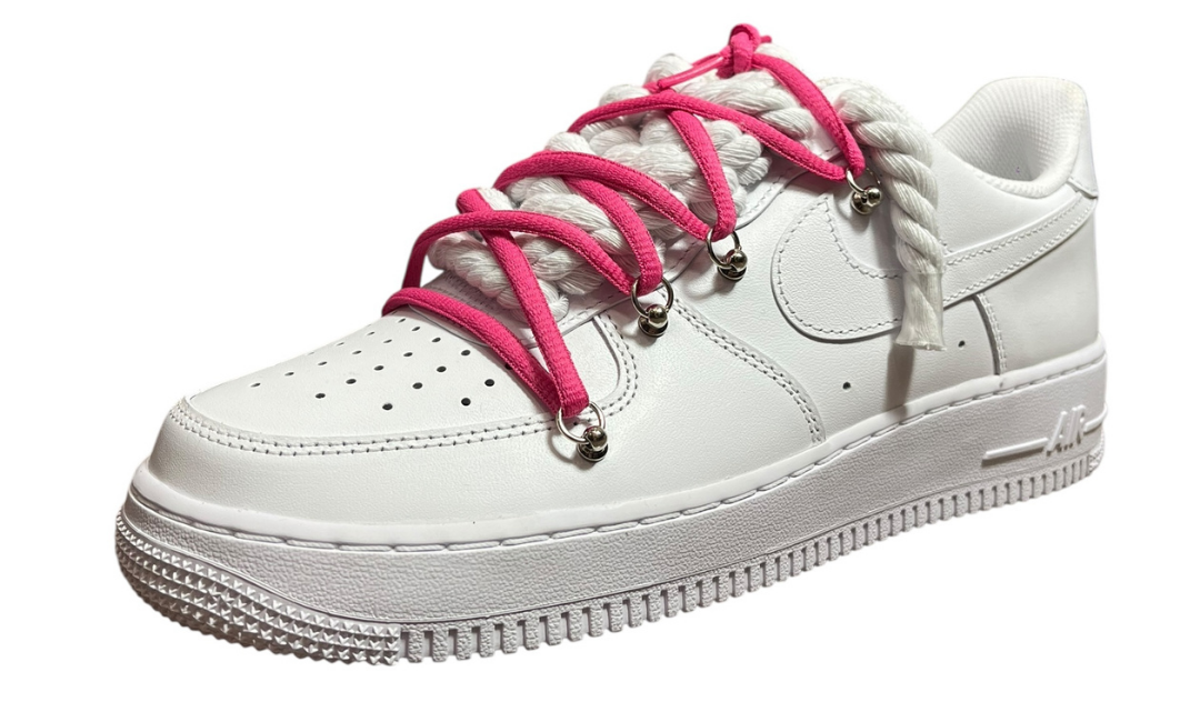 Nike Air Force 1 White Double Rope Laces White/Pink