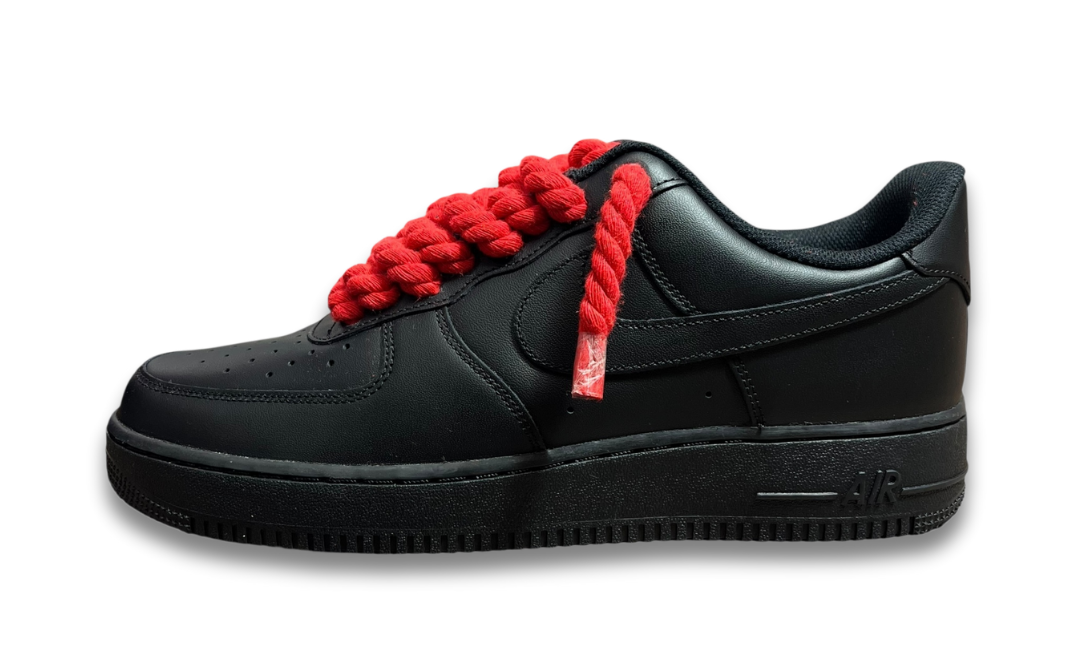 Nike Air Force 1 Black Rope Laces Red
