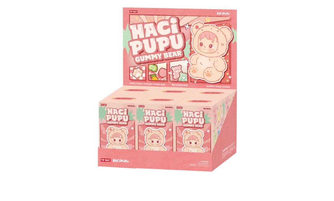 Pop Mart HACIPUPU Gummy Bear Series Vinyl Plush Pendant (Zestaw 6 szt.)