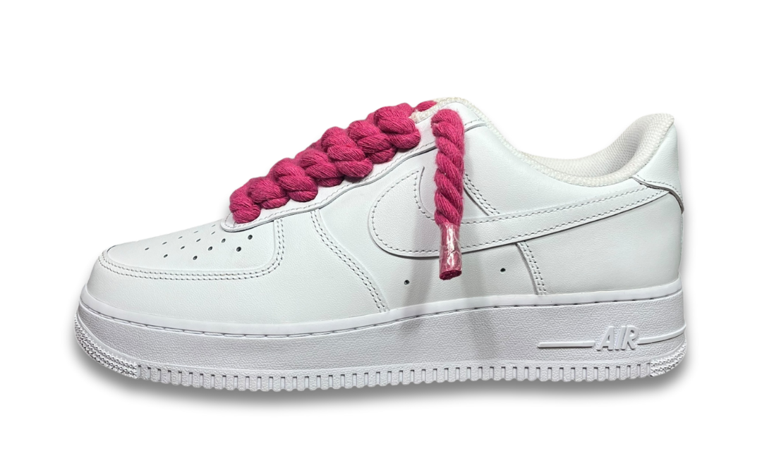 Nike Air Force 1 White Double Rope Laces White/Deep Pink